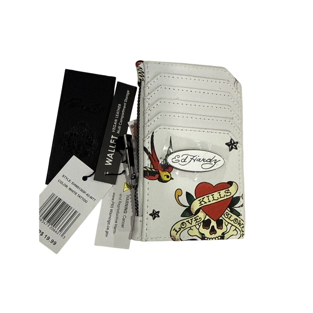Ed Hardy NWT card holder with zipper - Picture 2 of 5